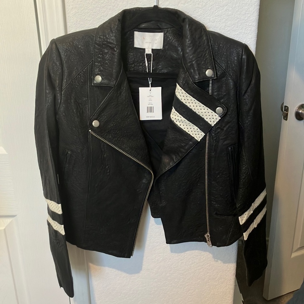 Amazing Walter Baker Black and White Leslie Leather Jacket